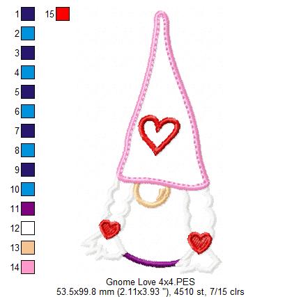Love Gnome Girl - Applique - Machine Embroidery Design