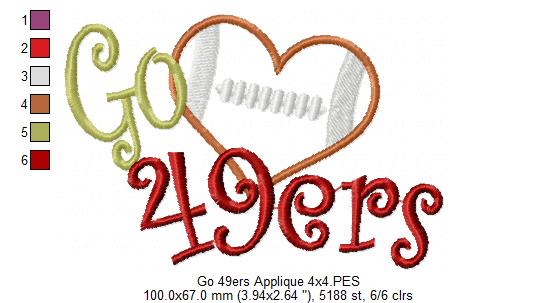 Football Go 49ers - Applique