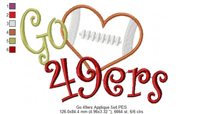 Football Go 49ers - Applique