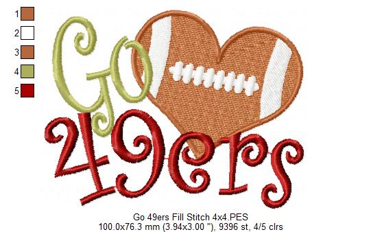 Football Go 49ers - Fill Stitch