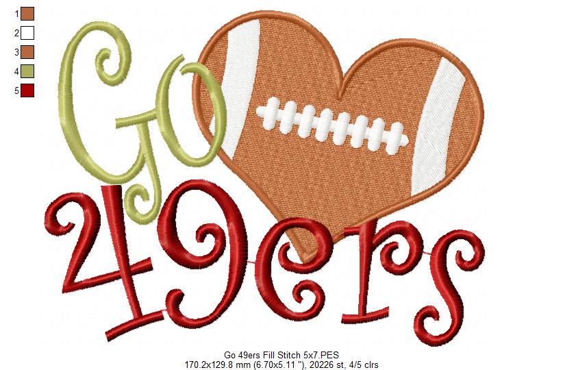 Football Go 49ers - Fill Stitch