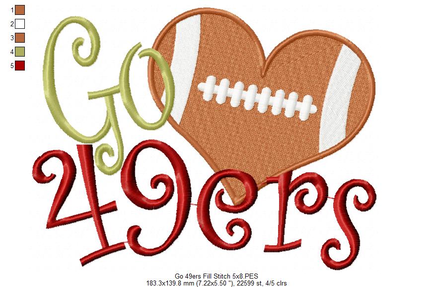 Football Go 49ers - Fill Stitch