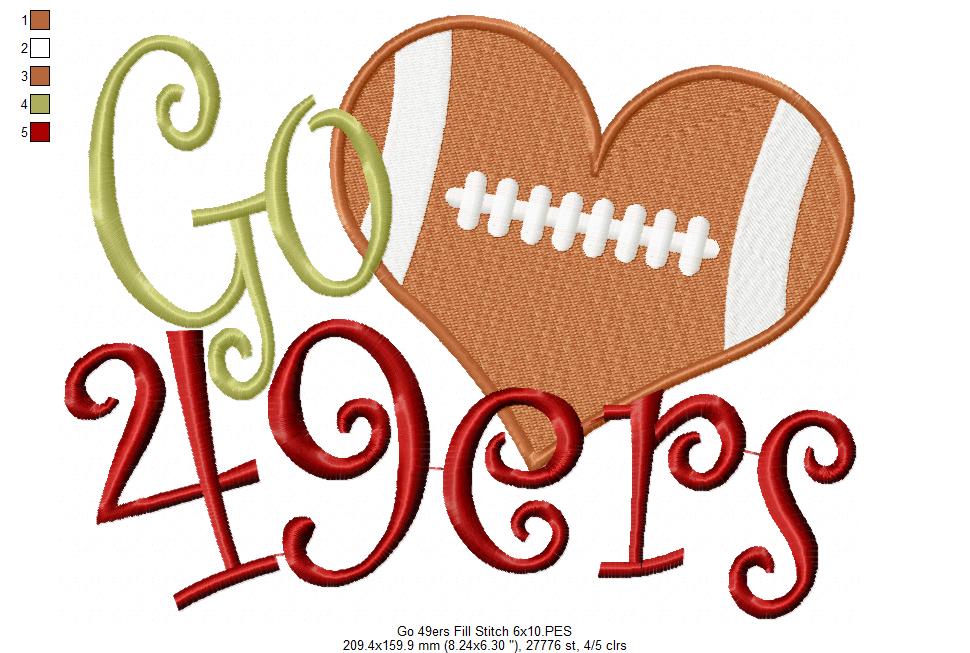 Football Go 49ers - Fill Stitch