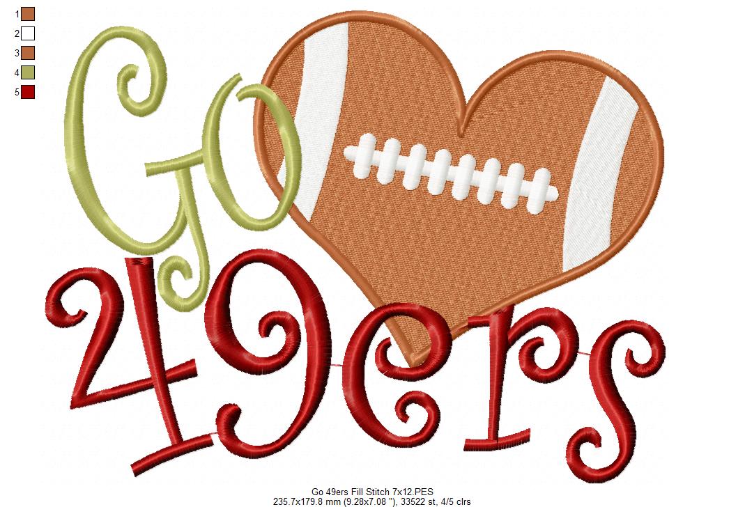 Football Go 49ers - Fill Stitch