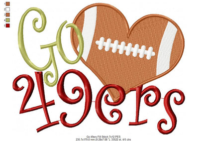 Football Go 49ers - Fill Stitch