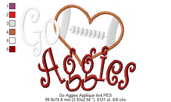Football Go Aggies - Applique