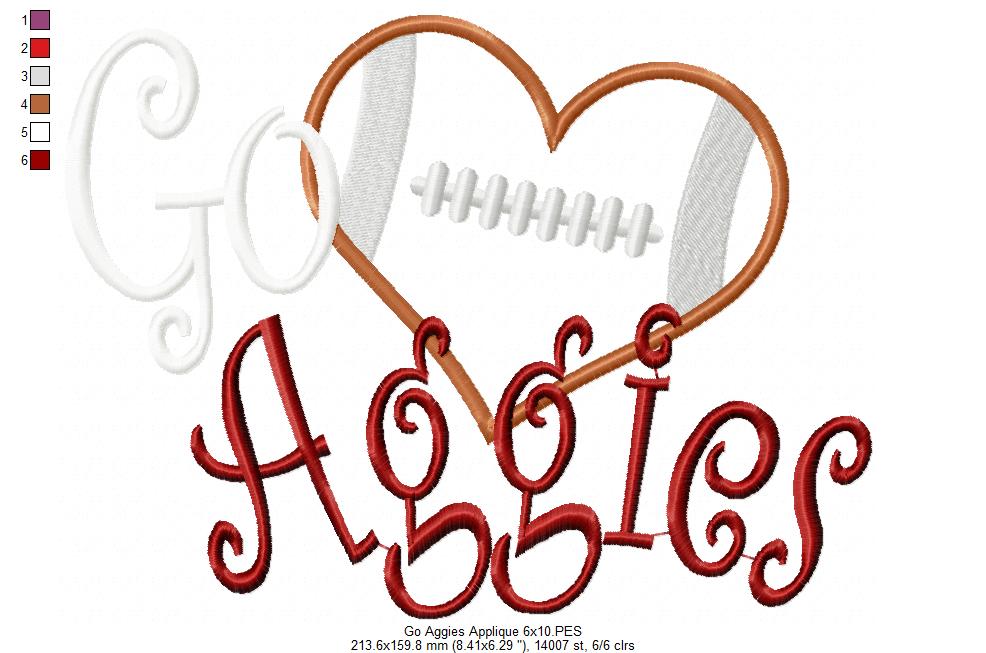 Football Go Aggies - Applique