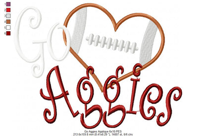 Football Go Aggies - Applique