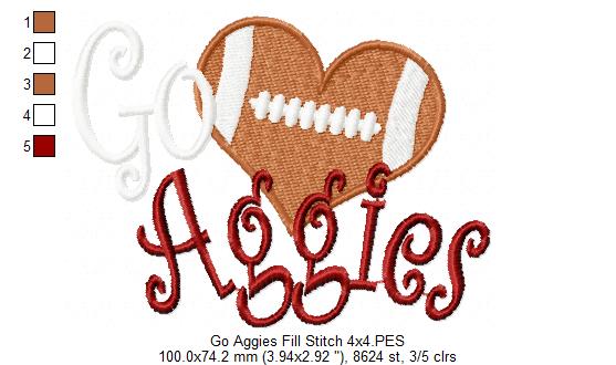 Football Go Aggies - Fill Stitch
