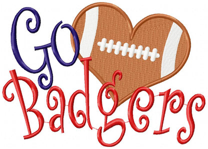 Football Go Badgers - Fill Stitch