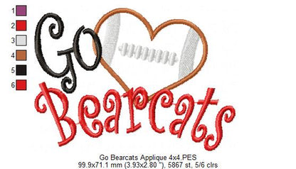 Football Go Bearcats - Applique