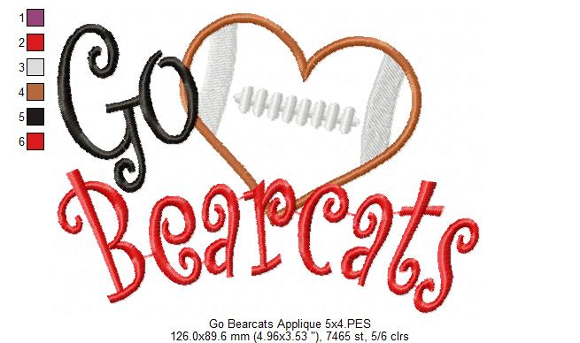 Football Go Bearcats - Applique