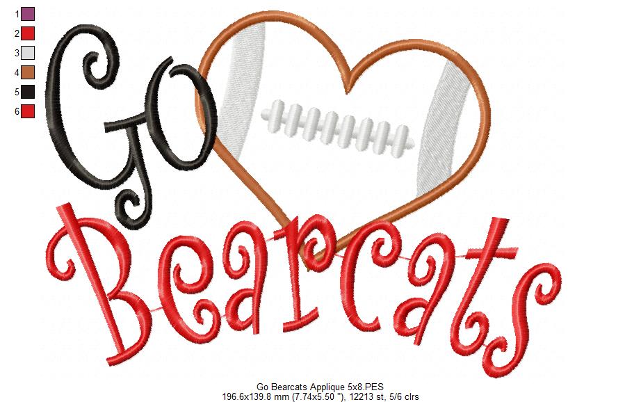 Football Go Bearcats - Applique