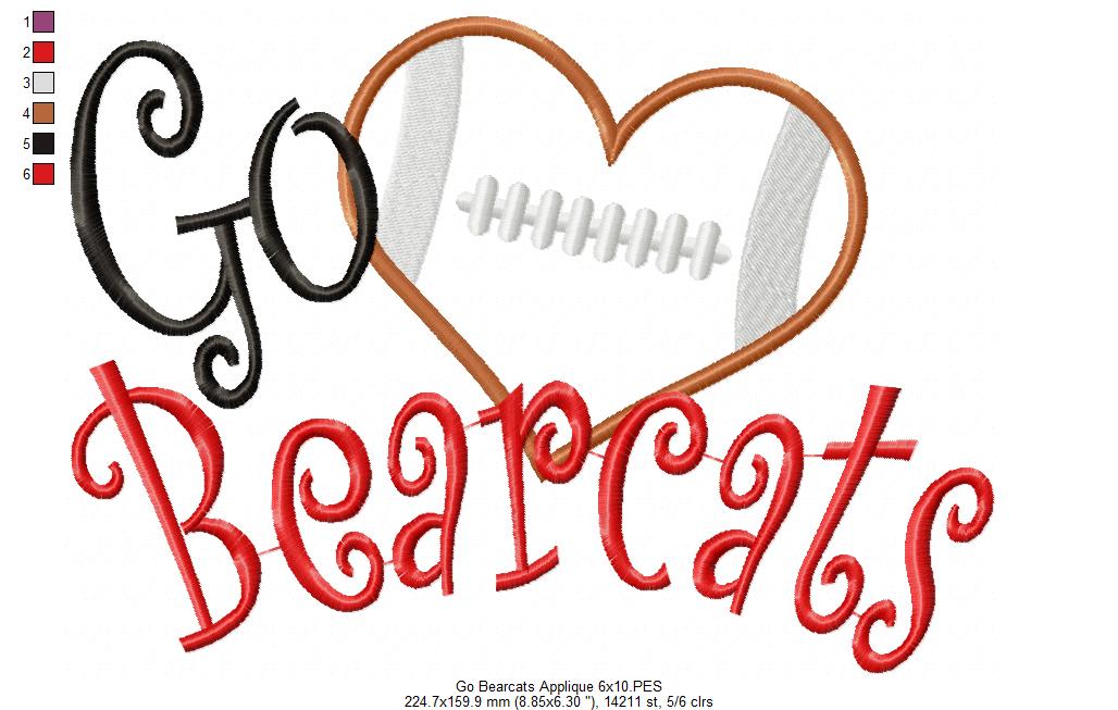 Football Go Bearcats - Applique