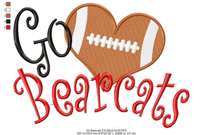 Football Go Bearcats - Fill Stitch