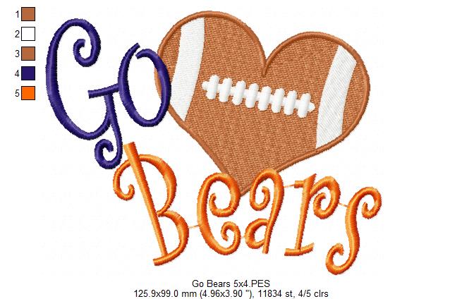 Football Go Bears - Fill Stitch