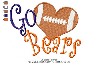 Football Go Bears - Fill Stitch
