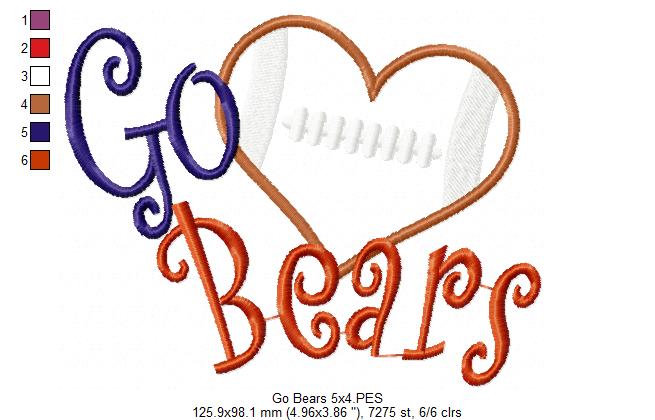 Football Go Bears - Applique