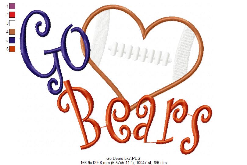 Football Go Bears - Applique