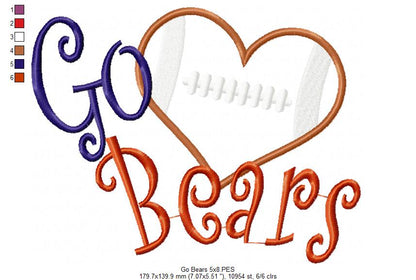 Football Go Bears - Applique