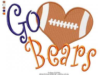 Football Go Bears - Fill Stitch
