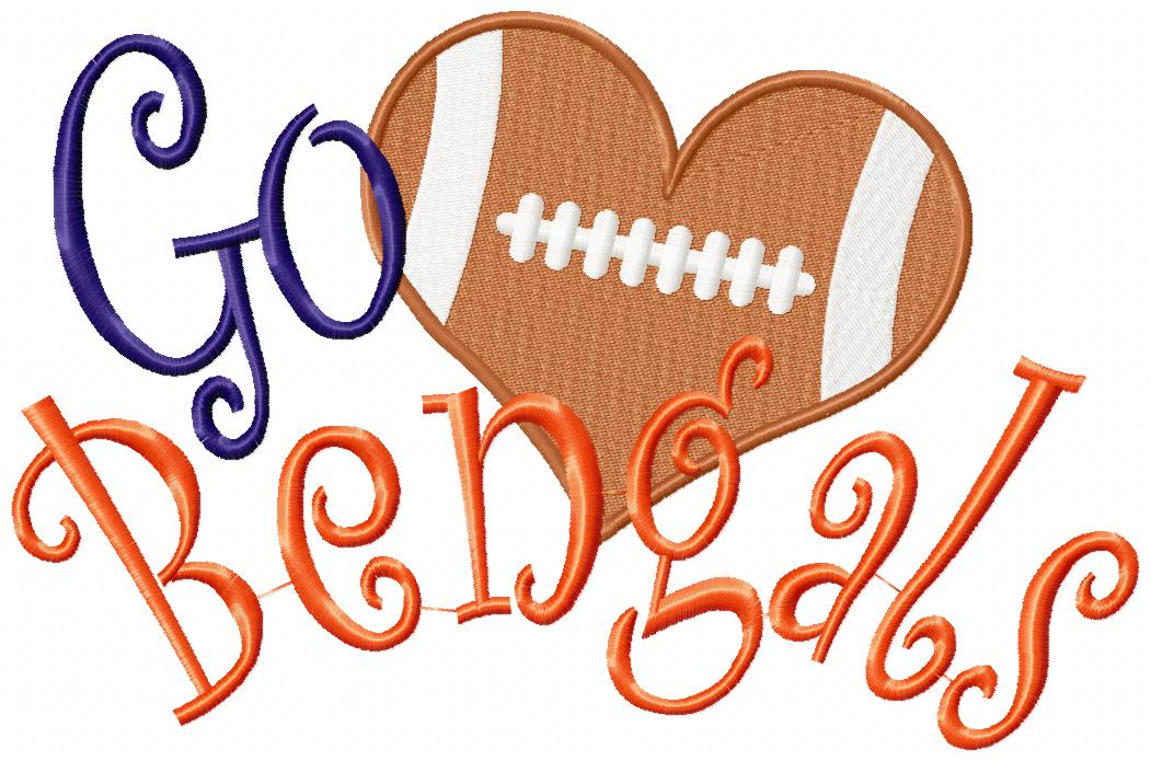 Go Bengals Football Heart – Fill Stitch – Machine Embroidery Design