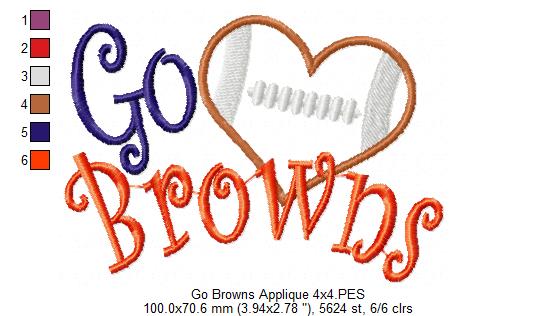 Go Browns – Appliqué – Machine Embroidery Design