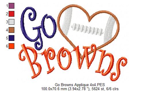Football Go Browns - Applique