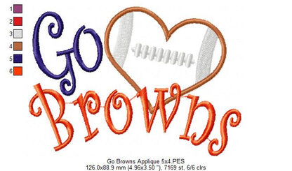 Go Browns – Appliqué – Machine Embroidery Design