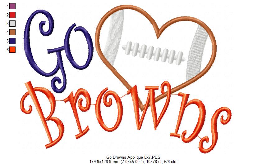 Go Browns – Appliqué – Machine Embroidery Design