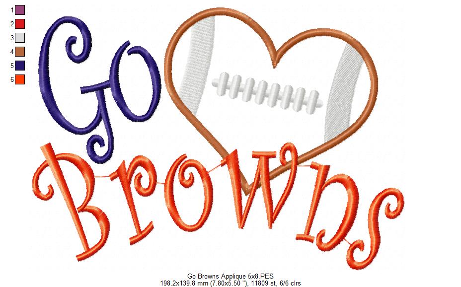 Go Browns – Appliqué – Machine Embroidery Design