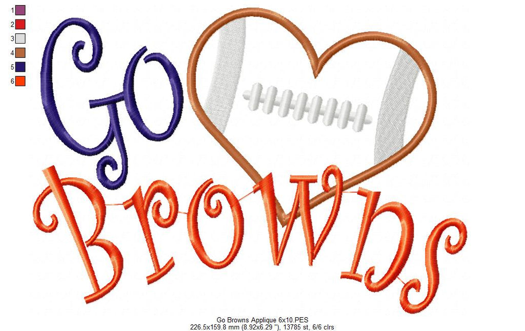 Football Go Browns - Applique