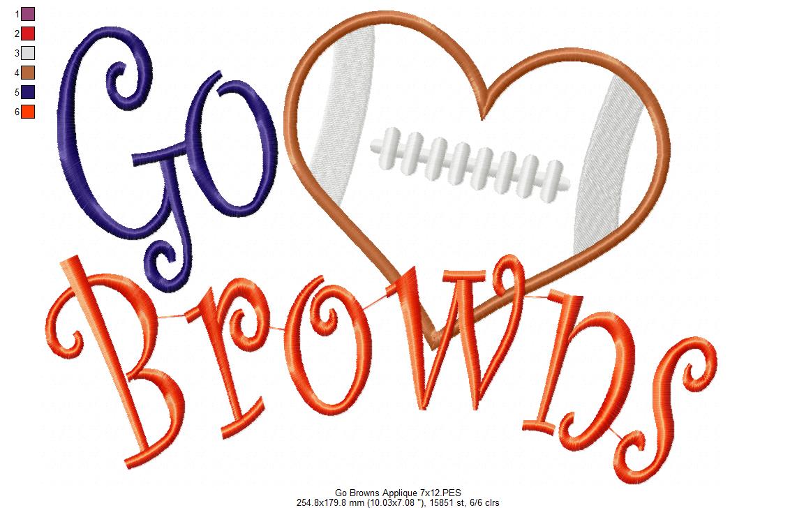 Go Browns – Appliqué – Machine Embroidery Design