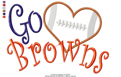 Go Browns – Appliqué – Machine Embroidery Design