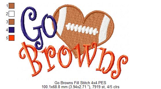 Football Go Browns - Fill Stitch