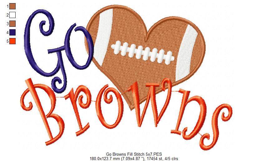 Go Browns – Fill Stitch – Machine Embroidery Design