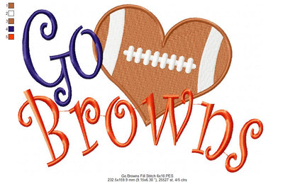 Go Browns – Fill Stitch – Machine Embroidery Design
