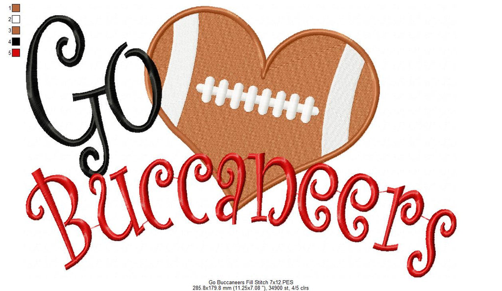 Football Go Buccaneers - Fill Stitch