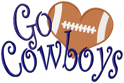 Football Go Cowboys - Fill Stitch Embroidery