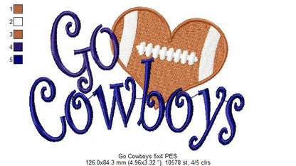 Football Go Cowboys - Fill Stitch Embroidery