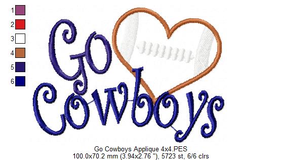 Football Go Cowboys - Applique