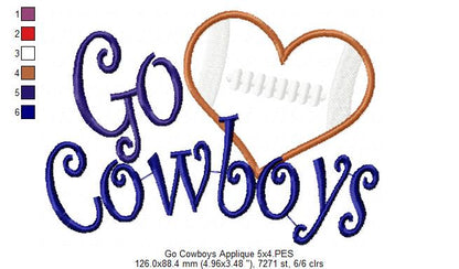 Football Go Cowboys - Applique