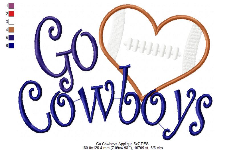 Football Go Cowboys - Applique