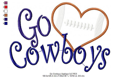 Football Go Cowboys - Applique