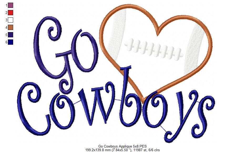 Football Go Cowboys - Applique