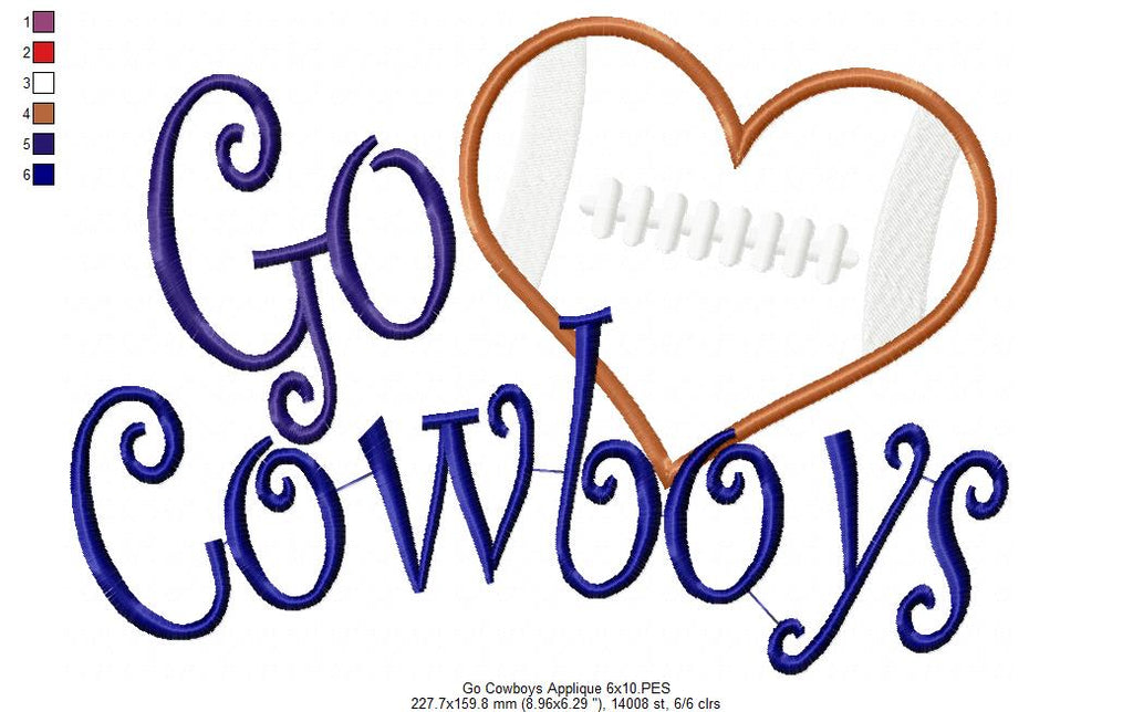 Football Go Cowboys - Applique