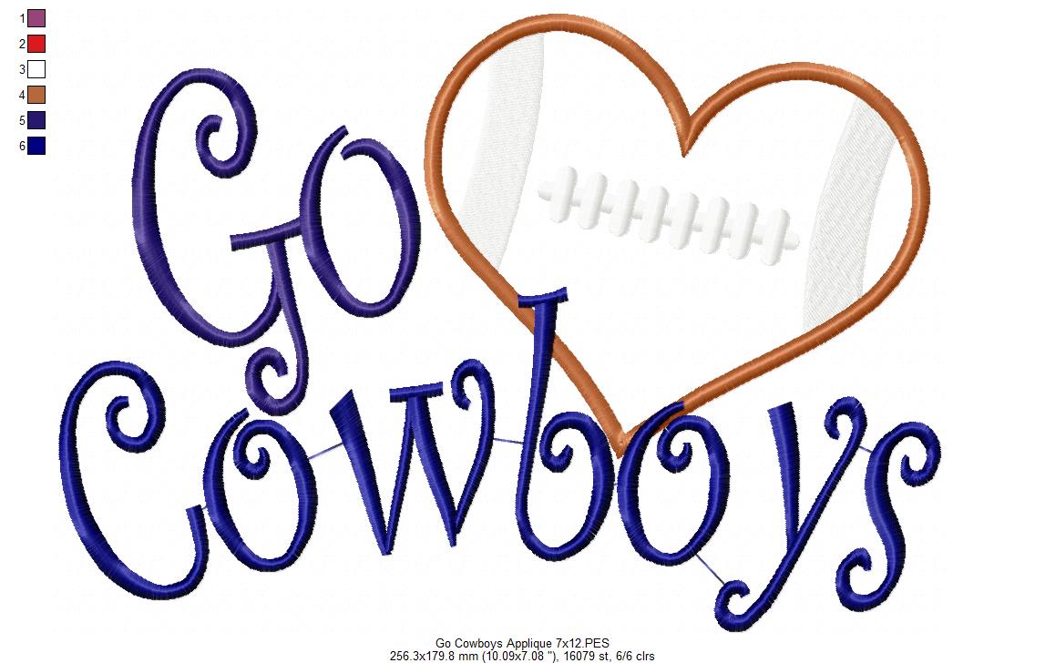 Football Go Cowboys - Applique
