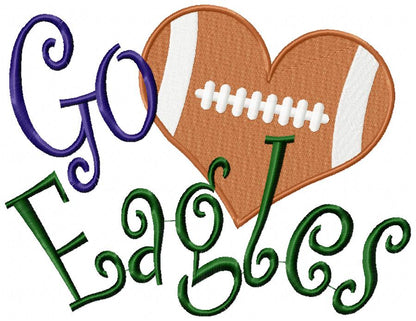 Football Go Eagles - Fill Stitch Embroidery
