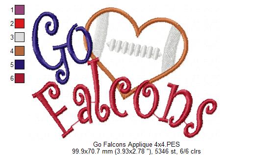 Football Go Falcons - Applique