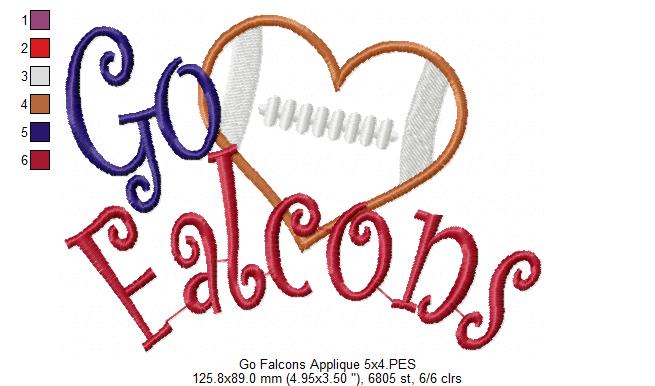 Football Go Falcons - Applique